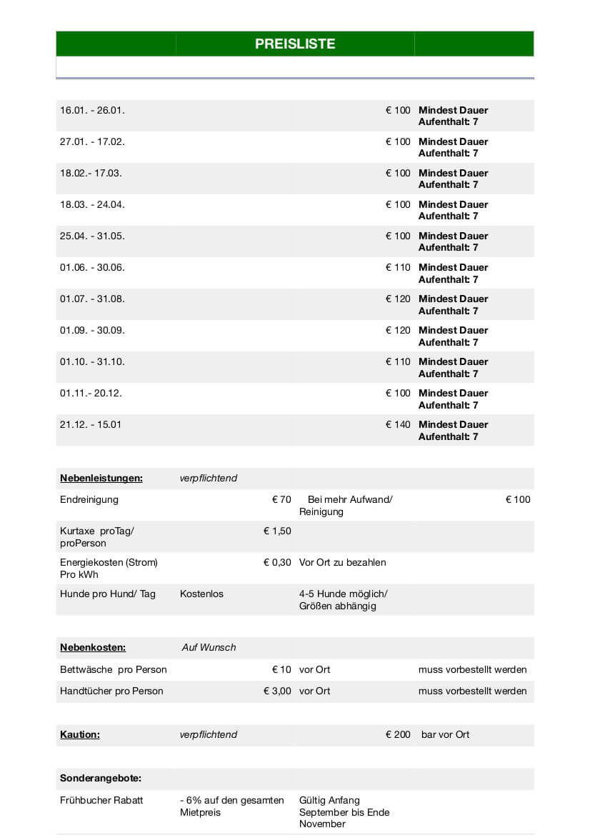 Preisliste